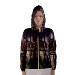 New York City Panorama Urban Hudson River Water Women s Hooded Windbreaker by danenraven