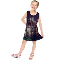 New York City Panorama Urban Hudson River Water Kids  Tunic Dress by danenraven