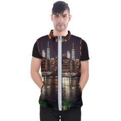 New York City Panorama Urban Hudson River Water Men s Puffer Vest by danenraven