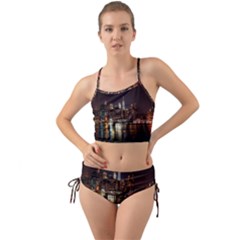 New York City Panorama Urban Hudson River Water Mini Tank Bikini Set by danenraven