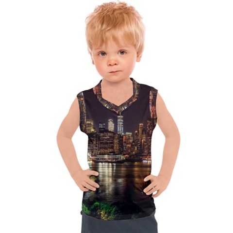 New York City Panorama Urban Hudson River Water Kids  Sport Tank Top by danenraven