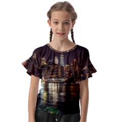 New York City Panorama Urban Hudson River Water Kids  Cut Out Flutter Sleeves by danenraven