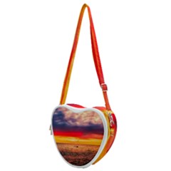 Denmark Sunset Dusk Sky Clouds Sea Ocean Water Heart Shoulder Bag