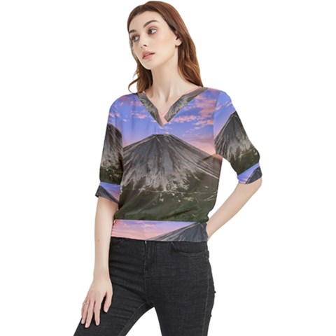 Mount Mountain Fuji Japan Volcano Mountains Quarter Sleeve Blouse by danenraven