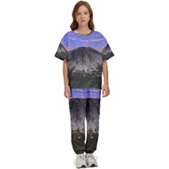 Mount Mountain Fuji Japan Volcano Mountains Kids  Tee And Pants Sports Set by danenraven