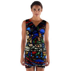 Window Stained Glass Chartres Cathedral Wrap Front Bodycon Dress by danenraven