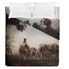 Man Cattle Animals Cows Bulls Calves Mammals Duvet Cover Double Side (queen Size) by danenraven