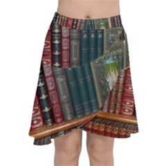 Books Library Bookshelf Bookshop Vintage Antique Chiffon Wrap Front Skirt by danenraven
