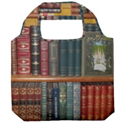 Books Library Bookshelf Bookshop Vintage Antique Foldable Grocery Recycle Bag by danenraven