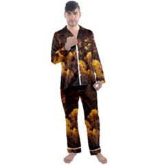 Autumn Fall Foliage Forest Trees Woods Nature Men s Long Sleeve Satin Pajamas Set by danenraven