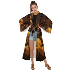 Autumn Fall Foliage Forest Trees Woods Nature Maxi Kimono by danenraven