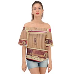 Radio Vintage Listen Retro Music Frequency Off Shoulder Short Sleeve Top by danenraven