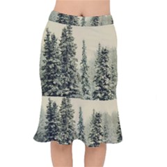 Winter Snow Frost Landscape Forest Trees Woods Short Mermaid Skirt by danenraven