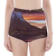 Sunset Island Tropical Sea Ocean Water Travel High-waisted Bikini Bottoms by danenraven