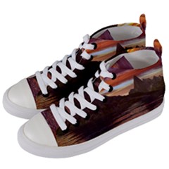 Sunset Island Tropical Sea Ocean Water Travel Women s Mid-top Canvas Sneakers by danenraven