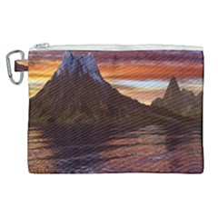 Sunset Island Tropical Sea Ocean Water Travel Canvas Cosmetic Bag (xl)