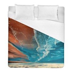 Sea Ocean Coastline Coast Sky Clouds Beach Sand Duvet Cover (full/ Double Size) by danenraven