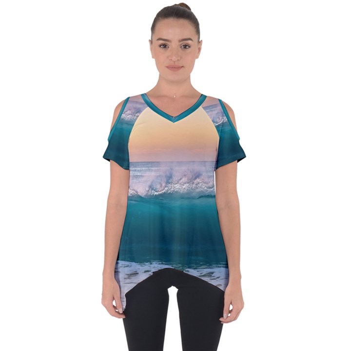 Beach Sea Waves Water Ocean Landscape Nature Cut Out Side Drop Tee