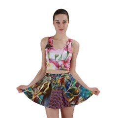 Peacock Mixed Media Bird Animal Mini Skirt by danenraven