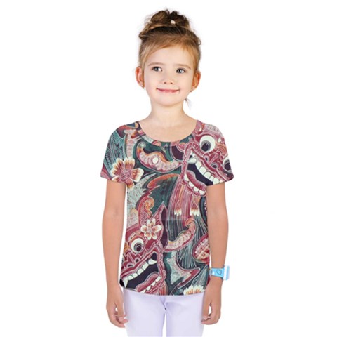 Indonesia Bali Batik Fabric Impression Patterns Kids  One Piece Tee by danenraven