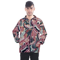 Indonesia Bali Batik Fabric Impression Patterns Men s Half Zip Pullover by danenraven