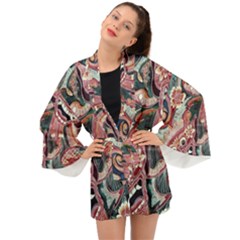 Indonesia Bali Batik Fabric Impression Patterns Long Sleeve Kimono by danenraven