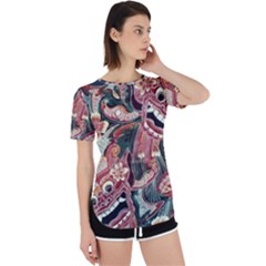 Indonesia Bali Batik Fabric Impression Patterns Perpetual Short Sleeve T-shirt by danenraven