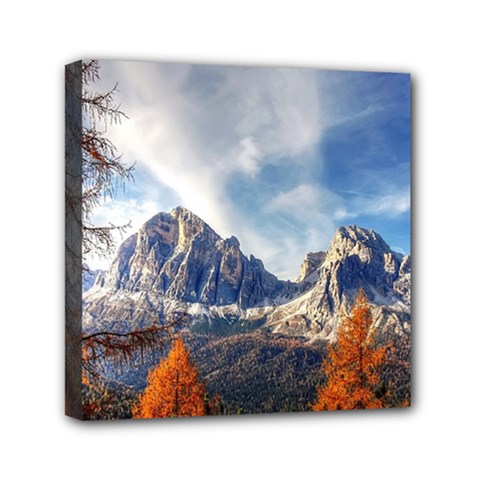 Dolomites Mountains Alps Alpine Trees Conifers Mini Canvas 6  X 6  (stretched) by danenraven