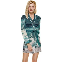 Sea Ocean Waves Seascape Beach Long Sleeve Satin Robe by danenraven