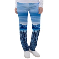 Winter Forest Mountain Snow Nature Alpine Trees Women s Casual Pants