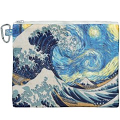 The Great Wave Of Kanagawa Painting Starry Night Vincent Van Gogh Canvas Cosmetic Bag (xxxl) by danenraven