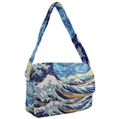 The Great Wave Of Kanagawa Painting Starry Night Vincent Van Gogh Courier Bag by danenraven