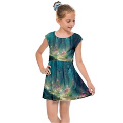 Magical Forest Forest Painting Fantasy Kids  Cap Sleeve Dress by danenraven
