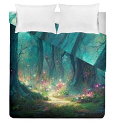 Magical Forest Forest Painting Fantasy Duvet Cover Double Side (queen Size) by danenraven