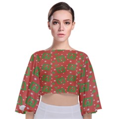 x mas texture pack Tie Back Butterfly Sleeve Chiffon Top