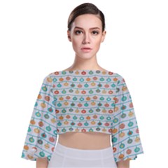 X Mas Texture Pack 2 Tie Back Butterfly Sleeve Chiffon Top by artworkshop