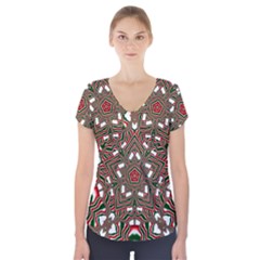 Christmas-kaleidoscope Short Sleeve Front Detail Top by artworkshop