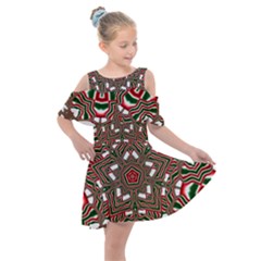 Christmas-kaleidoscope Kids  Shoulder Cutout Chiffon Dress