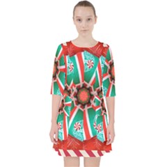 Christmas Kaleidoscope Quarter Sleeve Pocket Dress by artworkshop