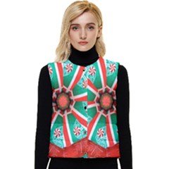 Christmas Kaleidoscope Women s Short Button Up Puffer Vest by artworkshop