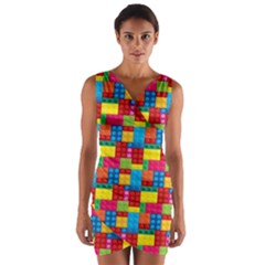 Lego Background Wrap Front Bodycon Dress