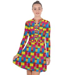 Lego Background Long Sleeve Panel Dress by artworkshop