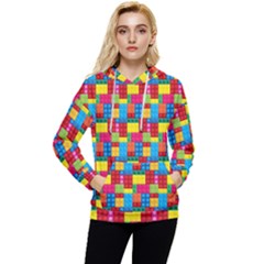 Lego Background Women s Lightweight Drawstring Hoodie by artworkshop