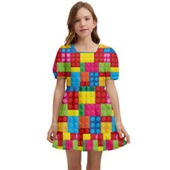 Lego Background Kids  Short Sleeve Dolly Dress