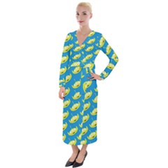 Pattern Aliens Velvet Maxi Wrap Dress