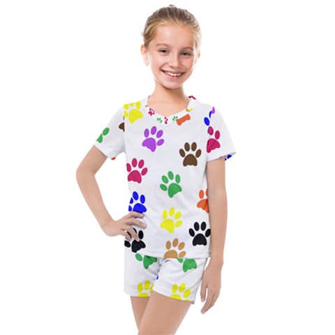 Pawprints Kids  Mesh Tee And Shorts Set by artworkshop