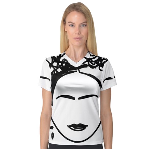 Frida Kahlo  V-neck Sport Mesh Tee by Sobalvarro