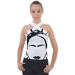 Frida Kahlo  Cross Neck Velour Top by Sobalvarro