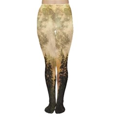 Moon Nature Forest Pine Trees Sky Full Moon Night Tights