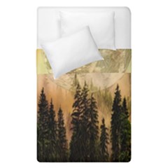 Moon Nature Forest Pine Trees Sky Full Moon Night Duvet Cover Double Side (single Size) by danenraven